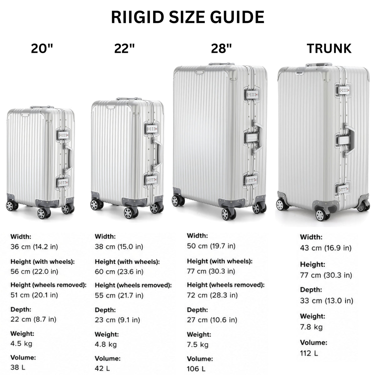RIIGID V2 THICKER ALUMINIUM & REMOVEABLE WHEELS